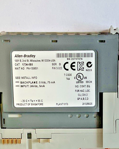 ALLEN BRADLEY 1734-MB PLC MODULE W/ 1734-RTB TERM.BLOCK, 1734-IB8 INPUT MODULE