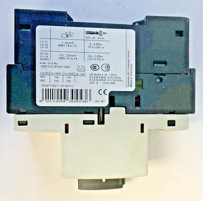 SIEMENS 3RV1421-0HA10 COMBINATION MOTOR CONTROL 0.55-0.8A