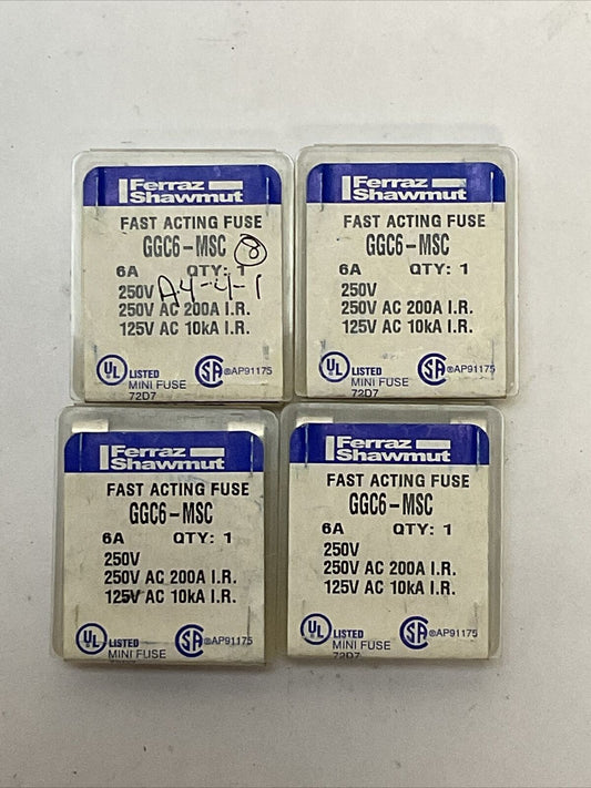 FERRAZ SHAWMUT GGC6-MSC FUSE 6A 250VAC (20 TOTAL FUSES)