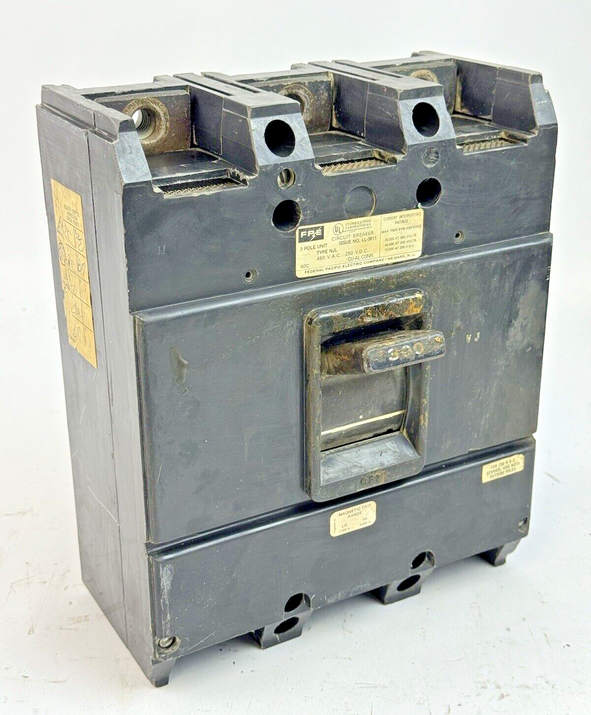 FPE - NJL431300 - MAGNETIC TRIP MOLDED CIRCUIT BREAKER - 300 A, 3 POLE, 480 VAC
