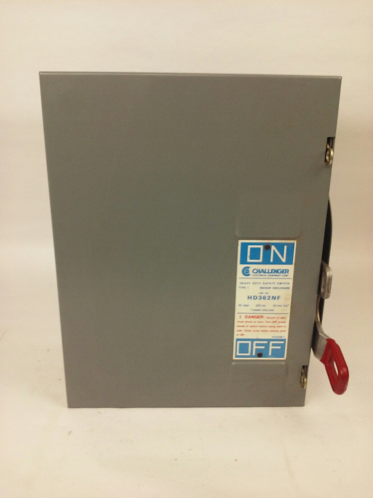 CHALLENGER HD362NF, H.D. SAFETY SWITCH, TYPE 1 INDOOR, 60A, 600V, 3 PHASE, NEW