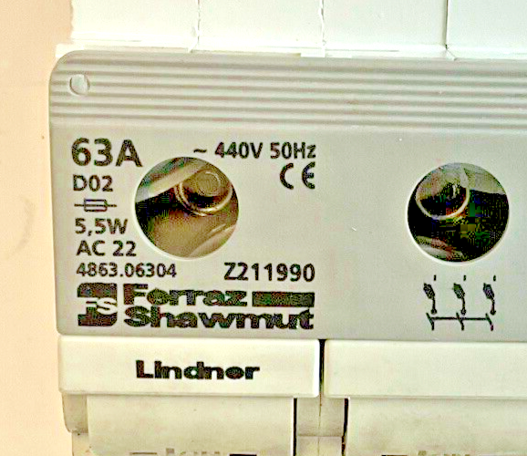 FERRAZ SHAWMUT Z211990 FUSE HOLDER 63A 5,5W 440VAC 50HZ