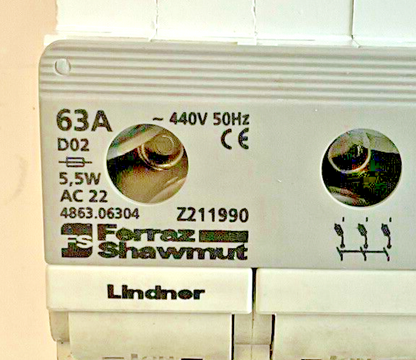 FERRAZ SHAWMUT Z211990 FUSE HOLDER 63A 5,5W 440VAC 50HZ