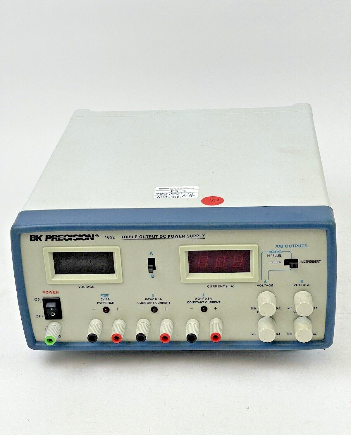 BK PRECISION - 1652 - 3 Output DC Digi Pwr Sply, (2)24V/500mA, (1)5V/4A, 120V