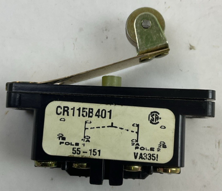 GE CR115B401 LIMIT SWITCH SNAP ACTING W/ROLLER LEVER 600V 2N.O.-2N.C.