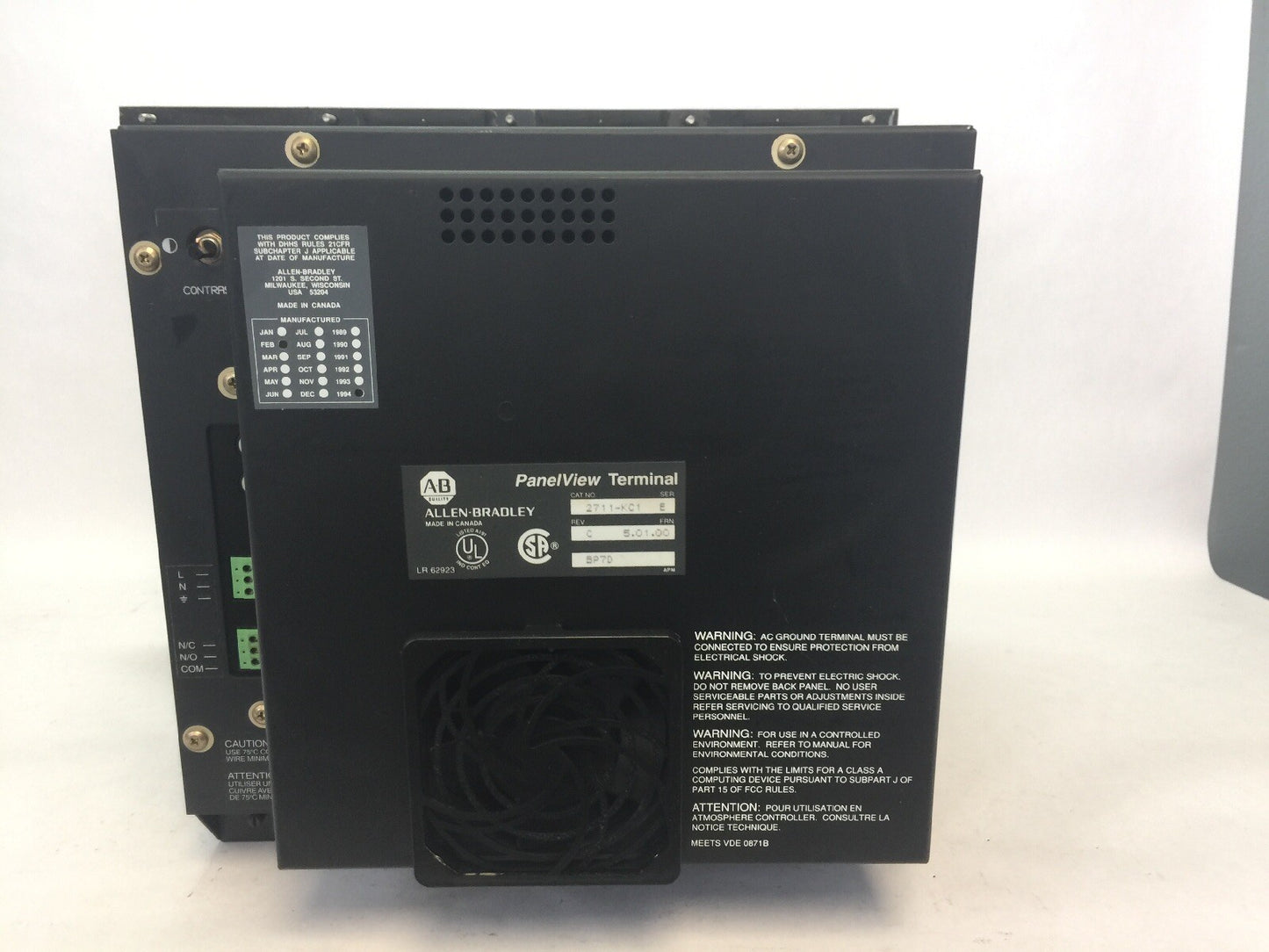 ALLEN BRADLEY 2711-KC1 PANELVIEW SER E REV C FRN 5.01.00 115/230VAC 47-63HZ 80W