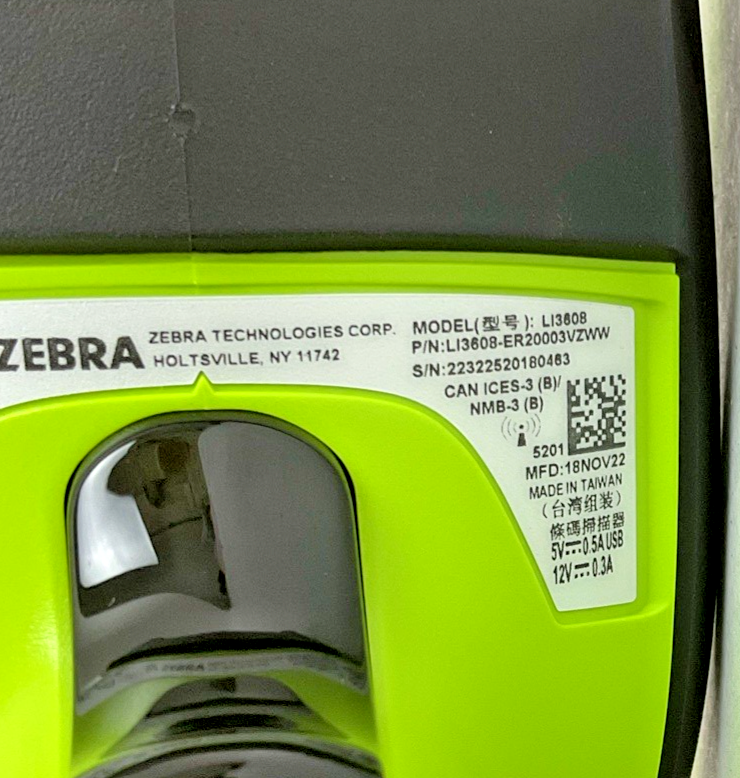 ZEBRA LI3608-ER20003VZWW BARCODE SCANNER