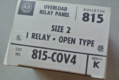 ALLEN-BRADLEY 815-COV4 SIZE 2 OVERLOAD RELAY PANEL, OPEN TYPE, NEW SURPLUS