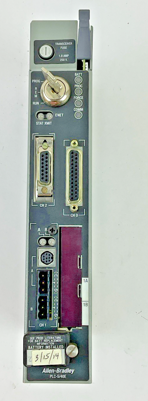 ALLEN BRADLEY 1785-L40E/E ETHERNET PROCESSOR MODULE REV.F01 SER.E FWREV:B.2