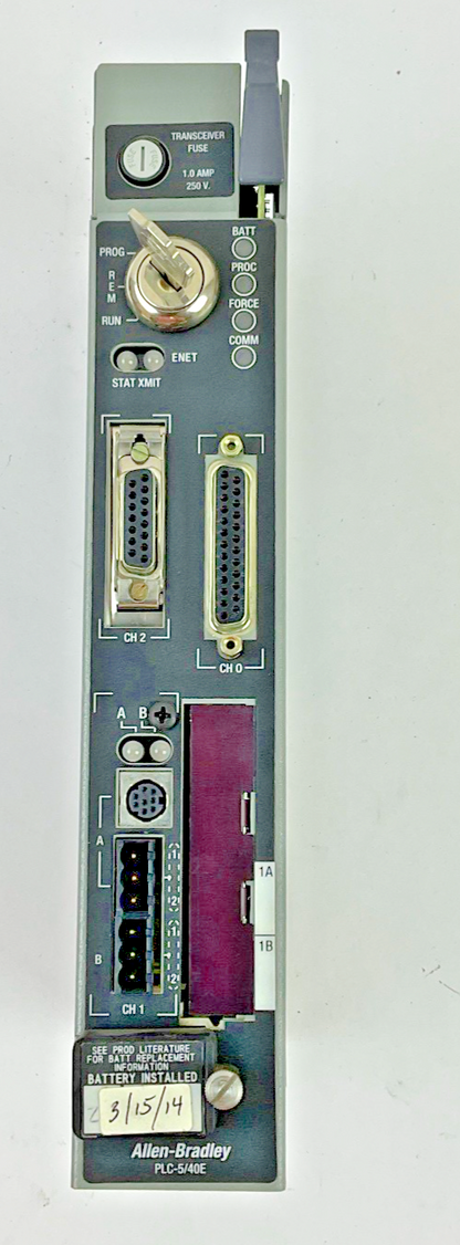ALLEN BRADLEY 1785-L40E/E ETHERNET PROCESSOR MODULE REV.F01 SER.E FWREV:B.2