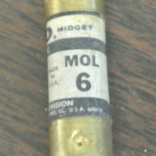 LOT of 8 / ECONOMY / ECO / FPE MOL-6 MIDGET FUSE / 6A / 250V