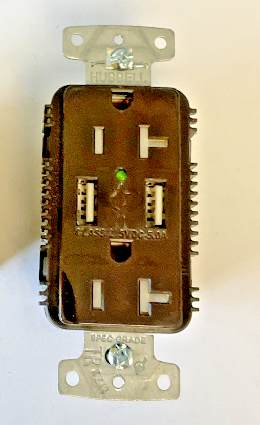 HUBBELL USB20A5 USB CHARGER RECEPTACLE DUPLEX 20A 125V