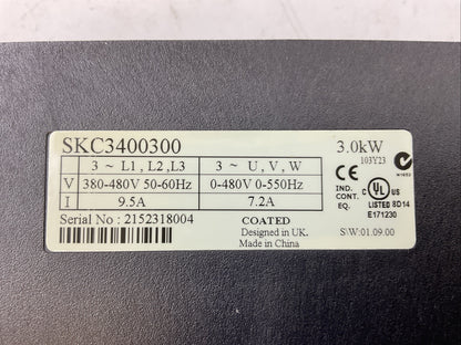 EMERSON SKC3400300 INVERTER 380-480VAC 9.5A 0-480VAC 7.2A