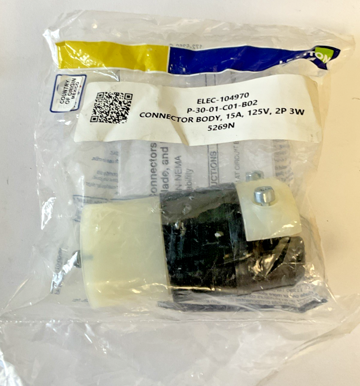 LEVITON 172-5269-C GROUNDED CONNECTOR BODY 15A 125V 2POLE 3WIRE ***LOTOF2***