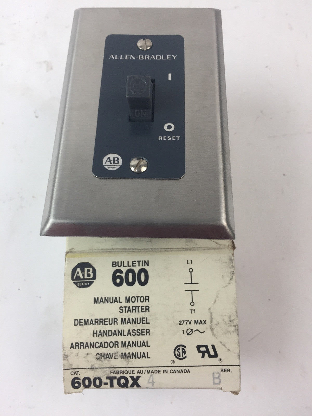 ALLEN BRADLEY 600-TQX4 MANUAL MOTOR STARTER SER B