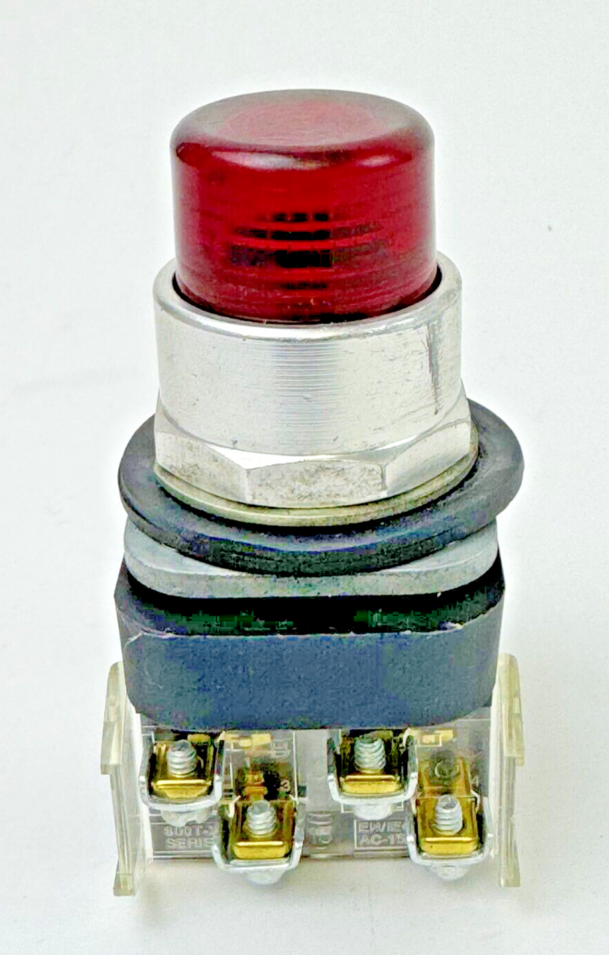 ALLEN-BRADLEY - 800T-QTH2R SER. U - RED ILLUMINATED PUSH BUTTON W/ BLOCK