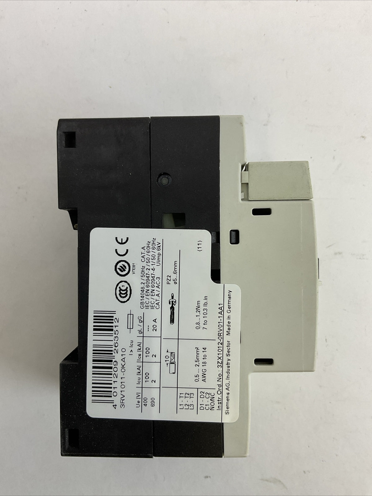 SIEMENS 3RV1011-0KA10 CIRCUIT BREAKER 0.9-1.25A