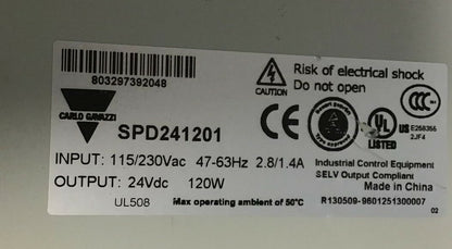 CARLO GAVAZZI SPD2120 AC/DC CONVERTER 24VDC-5A 115/230VAC 47-63HZ 2.8/1.4A 120W