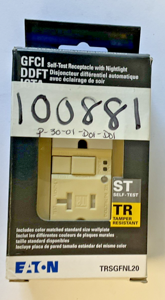 EATON TRSGFNL20 SELF-TEST RECEPTACLE W/NIGHTLIGHT 20A 125VAC