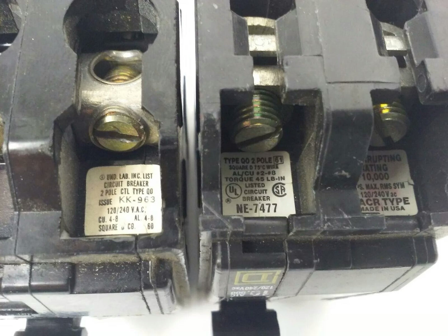 SQUARE D QO240 CIRCUIT BREAKER, 2 POLE, 40 AMP, 120/240V, 10KA, QO, (LOT OF 2)