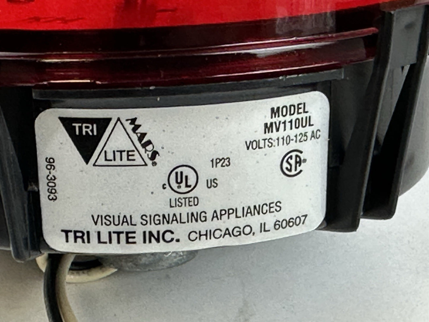 TRI LITE INC RED SIGNALING BEACON 110-125 VAC MV110UL