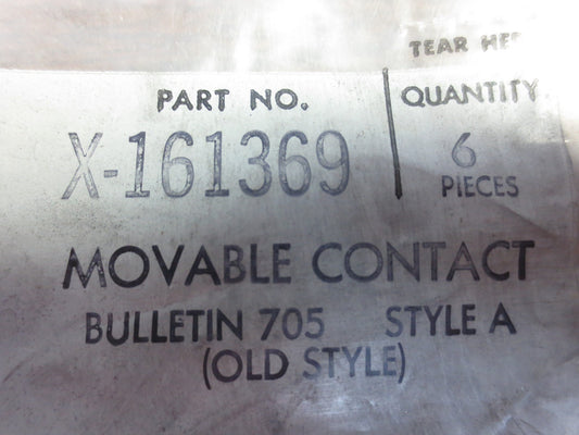 ALLEN-BRADLEY X-161369 MOVABLE CONTACTS - STYLE A - BAG of 6 - NEW SURPLUS
