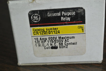 GE CR120E01155 GENERAL PURPOSE RELAY - 10A, 1/2HP, 115/230VAC - NEW SURPLUS