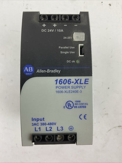 ALLEN BRADLEY 1606-XLE240E-3 DC POWER SUPPLY SER A OUTPUT 24-28VDC 10-8.6A