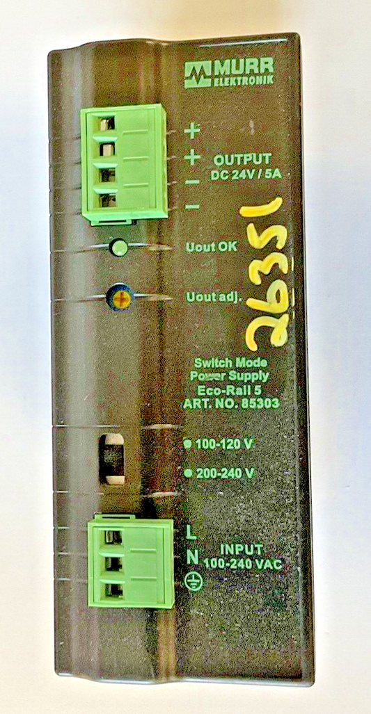 MURR ELEKTRONIK ECO-RAIL 5-100-240-24 SINGLE PHASE SWITCH MODE POWER SUPPLY 240V
