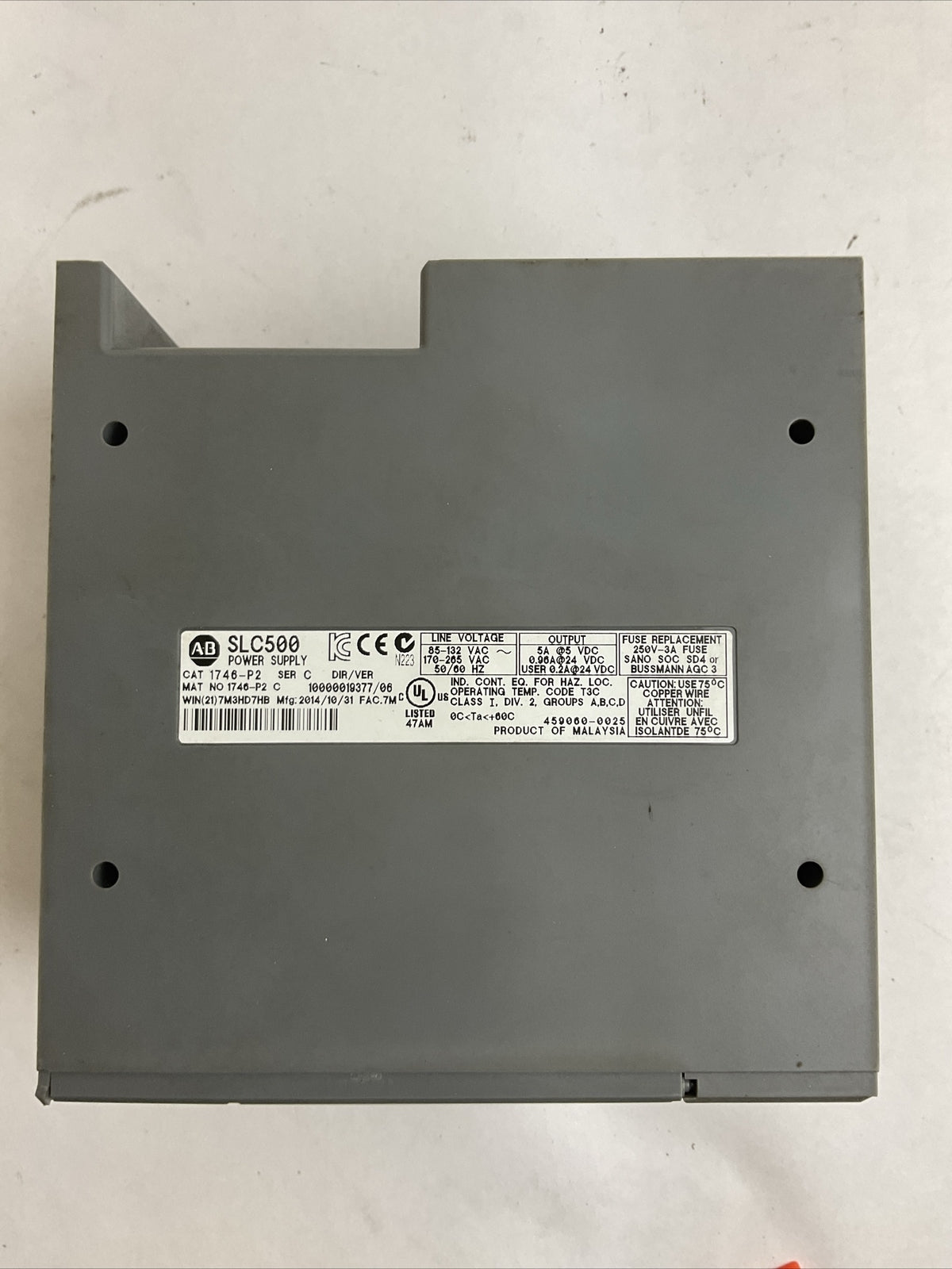 ALLEN BRADLEY 1746-P2 SER C SLC500 POWER SUPPLY DIR/REV 10000019377/06