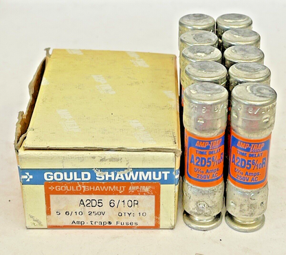 GOULD SHAWMUT - *BOX OF 10* - A2D5-6/10R -  5-6/10 AMP, 250 VAC - AMP TRAP FUSES