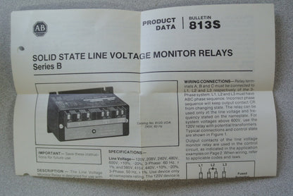 ALLEN-BRADLEY 813S-VON Ser. B LINE VOLTAGE MONITOR RELAY 440/380V - NEW SURPLUS