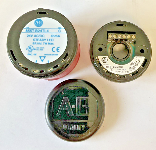 ALLEN BRADLEY 855T-B24TL4 SER.C W/ 855T-BMM25C SER.B STACK LIGHT 24VDC