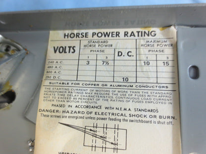 I-T-E V2B2222LR VACU-BREAK PANELBOARD & SWITCHBOARD UNIT 240V 30-30A NEW SURPLUS