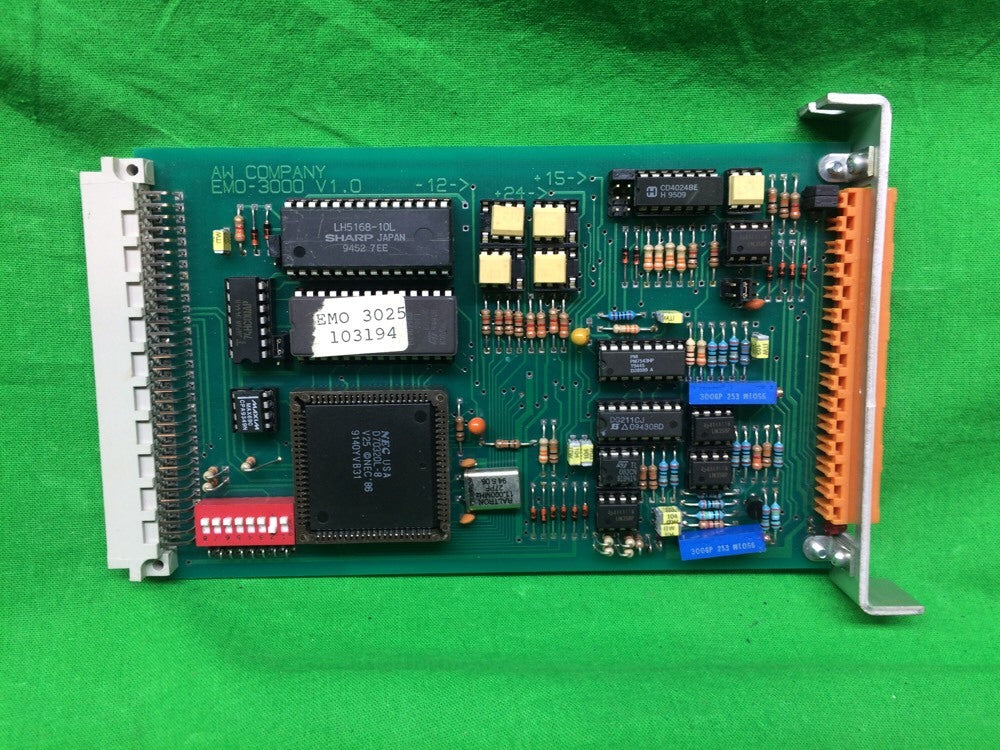 AW COMPANY CONTROL BOARD EMO-3000 V1.0 W/RACK AND POWER SUPPLY