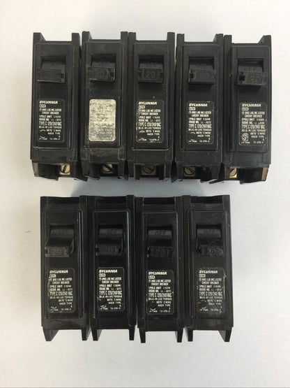 SYLVANIA C120 CIRCUIT BREAKER 20AMP 120/240VAC 1POLE (LOT OF 9)