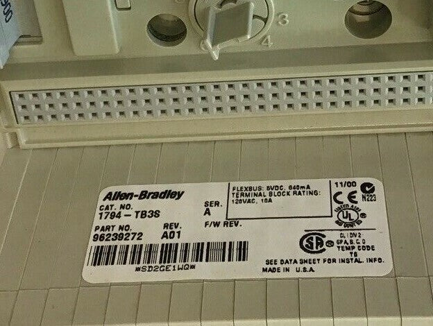 ALLEN BRADLEY FLEX I/O 1794-IB16 24 VDC SINK INPUT W/ 1794-TB3S TERMINAL BASE