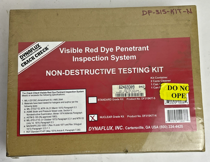 DYNAFLUX DF-315-KIT-N VISIBLE RED DYE TESTING KIT NUCLEAR GRADE KIT
