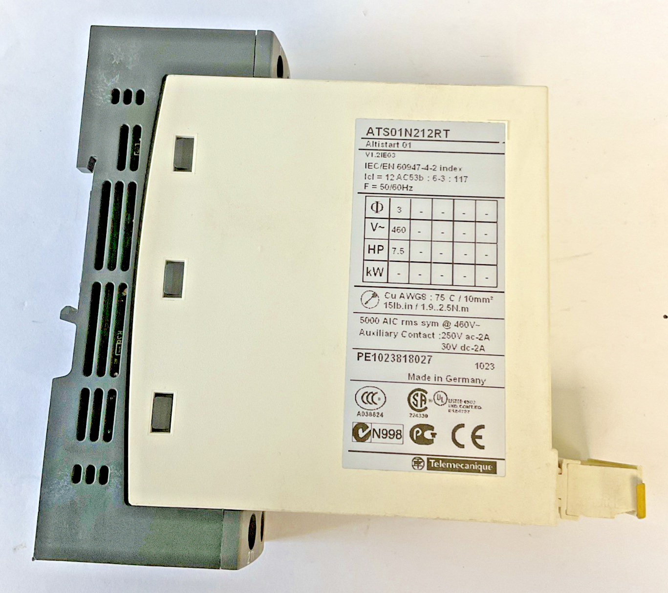 SCHNEIDER ELECTRIC ATSO1N212RT SOFT STARTER 50/60HZ 460VAC 7.5HP