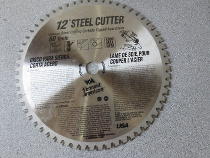 VERMONT AMERICAN 12" STEEL CUTTER 60T CARBIDE TIPPED CIRC BLADE - NEW SURPLUS