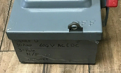 SQUARE D HU361 SAFETY SWITCH SER.E1 30A  NON FUSIBLE 600VAC/VDC 600VAC/VDC 30HP