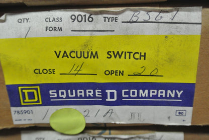 SQUARE D 9016 BSG-1 VACUUM SWITCH - OPEN - 20", CLOSE 14" - NEW SURPLUS