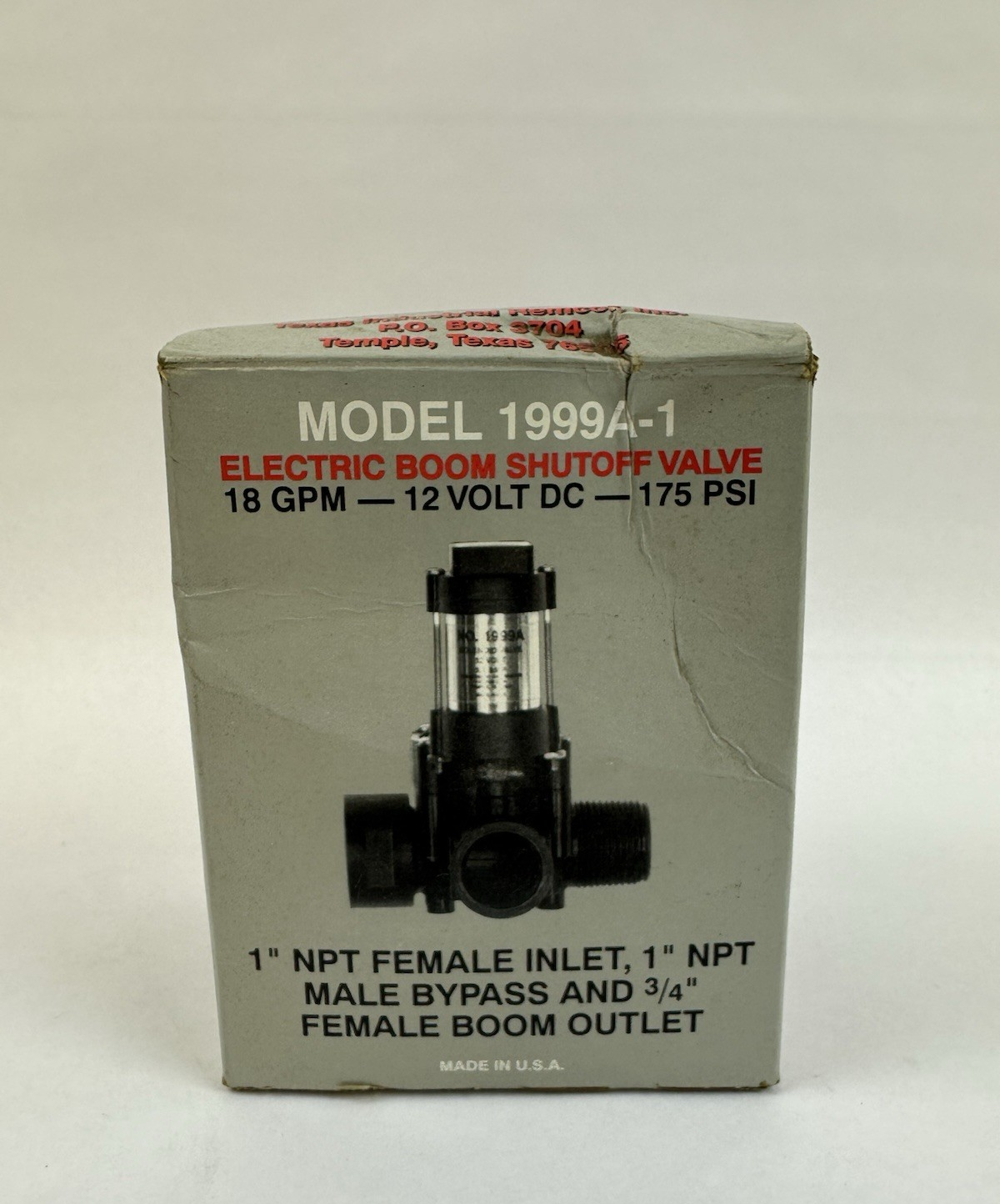 TEXAS REMCOR ELECTRIC BOOM SHUTOFF SOLENOID VALVE 1999A-1 12V 1.1AMP