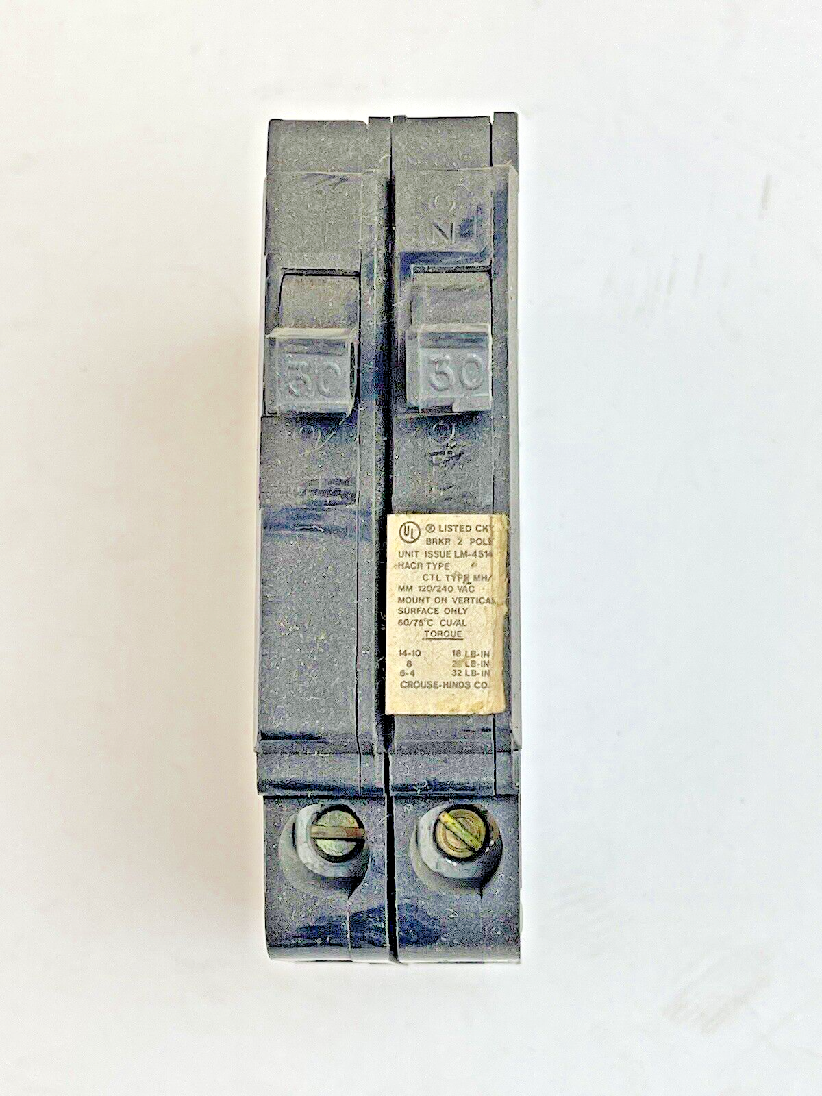CROUSE-HINDS *BOX OF 9*-MP3030- 2-1 POLE,30 A, 240 VAC HALF-SIZE CIRCUIT BREAKER