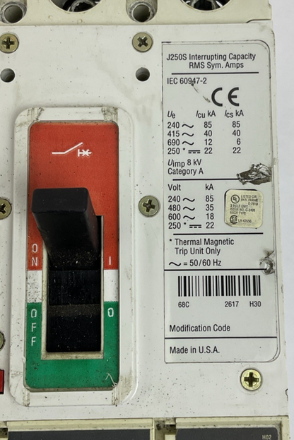 CUTLER HAMMER EATON JGS3250NN CIRCUIT BREAKER 250A 690VAC 250VDC