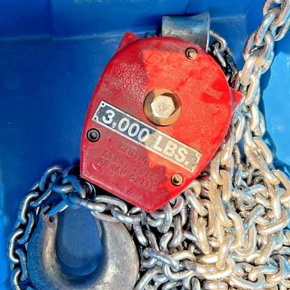 INGERSOLL RAND 7792A-3HA10-C6 15FT CHAIN HOIST 3000LBS W/TIR6600 TROLLEY TIR-A53