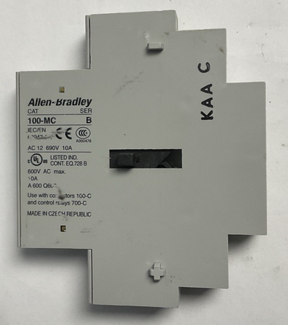 ALLEN BRADLEY 100-MC AUXILIARY CONTACT SER.B 600VAC 10A***LOTOF4***