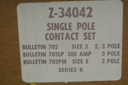 ALLEN-BRADLEY Z-34042 SINGLE POLE CONTACT SET / SIZE 5 / COMPLETE / NEW SURPLUS