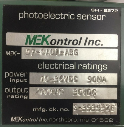 MEKONTROL MEK57-SA01-ABG PHOTOELECTRIC SENSOR OUTPUT 200MA@ 30VDC INPUT 10-36VDC