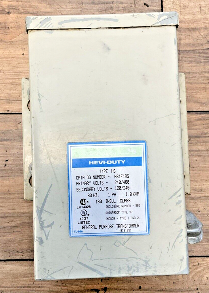 HEVI-DUTY HS1F1AS TRANSFORMER 240/480V 60HZ 1PH 1.0KVA